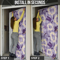 Aloha Hawaii Paniolo Lavender Palaka Door Cover Coastal Rodeo - Polynesian Pride