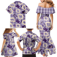 Aloha Hawaii Paniolo Lavender Palaka Family Matching Mermaid Dress and Hawaiian Shirt Coastal Rodeo LT7 - Polynesian Pride