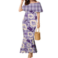 Aloha Hawaii Paniolo Lavender Palaka Family Matching Mermaid Dress and Hawaiian Shirt Coastal Rodeo LT7 Mom's Dress Lavender - Polynesian Pride