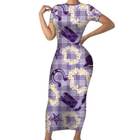 Aloha Hawaii Paniolo Lavender Palaka Family Matching Short Sleeve Bodycon Dress and Hawaiian Shirt Coastal Rodeo LT7 Mom's Dress Lavender - Polynesian Pride