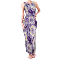 Aloha Hawaii Paniolo Lavender Palaka Family Matching Tank Maxi Dress and Hawaiian Shirt Coastal Rodeo LT7 Mom's Dress Lavender - Polynesian Pride