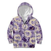Aloha Hawaii Paniolo Lavender Palaka Kid Hoodie Coastal Rodeo - Polynesian Pride