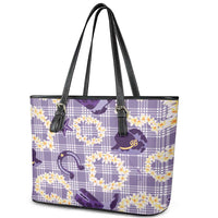 Aloha Hawaii Paniolo Lavender Palaka Leather Tote Bag Coastal Rodeo LT7 - Polynesian Pride