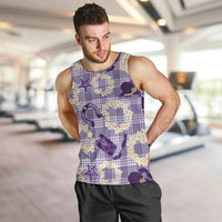 Aloha Hawaii Paniolo Lavender Palaka Men Tank Top Coastal Rodeo - Polynesian Pride