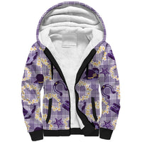 Aloha Hawaii Paniolo Lavender Palaka Sherpa Hoodie Coastal Rodeo - Polynesian Pride