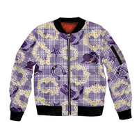 Aloha Hawaii Paniolo Lavender Palaka Sleeve Zip Bomber Jacket Coastal Rodeo - Polynesian Pride