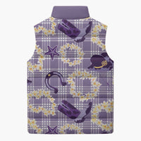 Aloha Hawaii Paniolo Lavender Palaka Sleeveless Puffer Jacket Coastal Rodeo - Polynesian Pride