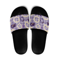 Aloha Hawaii Paniolo Lavender Palaka Slide Sandals Coastal Rodeo - Polynesian Pride