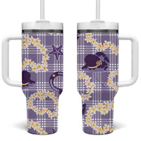 Aloha Hawaii Paniolo Lavender Palaka Tumbler With Handle Coastal Rodeo - Polynesian Pride