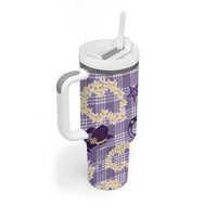 Aloha Hawaii Paniolo Lavender Palaka Tumbler With Handle Coastal Rodeo - Polynesian Pride