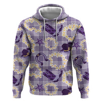Aloha Hawaii Paniolo Lavender Palaka Zip Hoodie Coastal Rodeo - Polynesian Pride