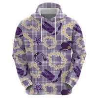 Aloha Hawaii Paniolo Lavender Palaka Zip Hoodie Coastal Rodeo - Polynesian Pride