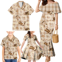 Aloha Hawaii Paniolo Khaki Palaka Family Matching Mermaid Dress and Hawaiian Shirt Coastal Rodeo LT7 - Polynesian Pride