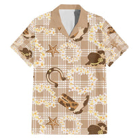 Aloha Hawaii Paniolo Khaki Palaka Family Matching Mermaid Dress and Hawaiian Shirt Coastal Rodeo LT7 Dad's Shirt - Short Sleeve Khaki - Polynesian Pride
