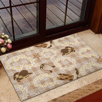 Aloha Hawaii Paniolo Khaki Palaka Rubber Doormat Coastal Rodeo - Polynesian Pride