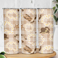 Aloha Hawaii Paniolo Khaki Palaka Skinny Tumbler Coastal Rodeo - Polynesian Pride