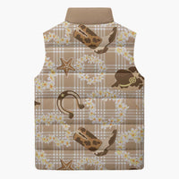 Aloha Hawaii Paniolo Khaki Palaka Sleeveless Puffer Jacket Coastal Rodeo - Polynesian Pride