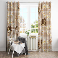 Aloha Hawaii Paniolo Khaki Palaka Window Curtain Coastal Rodeo - Polynesian Pride