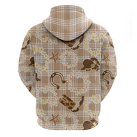 Aloha Hawaii Paniolo Khaki Palaka Zip Hoodie Coastal Rodeo - Polynesian Pride