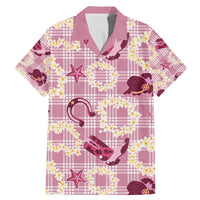Aloha Hawaii Paniolo Lokelani Rose Palaka Family Matching Mermaid Dress and Hawaiian Shirt Coastal Rodeo LT7 Dad's Shirt - Short Sleeve Rose Pink - Polynesian Pride