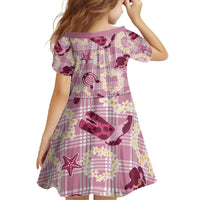 Aloha Hawaii Paniolo Lokelani Rose Palaka Family Matching Off The Shoulder Long Sleeve Dress and Hawaiian Shirt Coastal Rodeo LT7 - Polynesian Pride