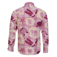 Aloha Hawaii Paniolo Lokelani Rose Palaka Family Matching Off The Shoulder Long Sleeve Dress and Hawaiian Shirt Coastal Rodeo LT7 - Polynesian Pride