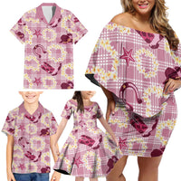 Aloha Hawaii Paniolo Lokelani Rose Palaka Family Matching Off Shoulder Short Dress and Hawaiian Shirt Coastal Rodeo LT7 - Polynesian Pride