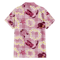 Aloha Hawaii Paniolo Lokelani Rose Palaka Family Matching Off Shoulder Short Dress and Hawaiian Shirt Coastal Rodeo LT7 - Polynesian Pride