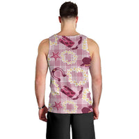 Aloha Hawaii Paniolo Lokelani Rose Palaka Men Tank Top Coastal Rodeo - Polynesian Pride