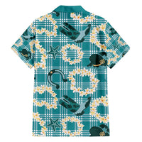 Aloha Hawaii Paniolo Teal Palaka Family Matching Long Sleeve Bodycon Dress and Hawaiian Shirt Coastal Rodeo LT7 - Polynesian Pride