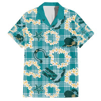 Aloha Hawaii Paniolo Teal Palaka Family Matching Short Sleeve Bodycon Dress and Hawaiian Shirt Coastal Rodeo LT7 Dad's Shirt - Short Sleeve Teal - Polynesian Pride