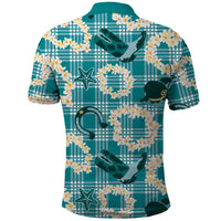 Aloha Hawaii Paniolo Teal Palaka Polo Shirt Coastal Rodeo - Polynesian Pride
