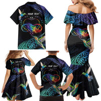 Polynesian Cancers Awareness Family Matching Mermaid Dress and Hawaiian Shirt Hummingbird - Fly High Until We Meet Again LT7 - Polynesian Pride