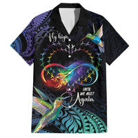 Polynesian Cancers Awareness Family Matching Short Sleeve Bodycon Dress and Hawaiian Shirt Hummingbird - Fly High Until We Meet Again LT7 Dad's Shirt - Short Sleeve Colorful - Polynesian Pride
