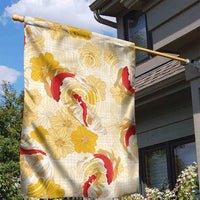 Beige Palaka Hawaii Aloha Garden Flag Koi Pond Mix Ilima Flowers LT7 - Polynesian Pride