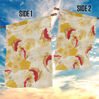 Beige Palaka Hawaii Aloha Garden Flag Koi Pond Mix Ilima Flowers LT7 - Polynesian Pride