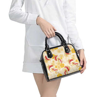 Beige Palaka Hawaii Aloha Shoulder Handbag Koi Pond Mix Ilima Flowers - Polynesian Pride