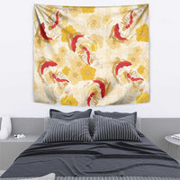Beige Palaka Hawaii Aloha Tapestry Koi Pond Mix Ilima Flowers LT7 - Polynesian Pride