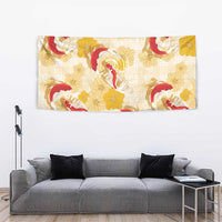 Beige Palaka Hawaii Aloha Tapestry Koi Pond Mix Ilima Flowers LT7 - Polynesian Pride