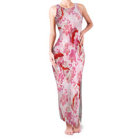 Pink Palaka Hawaii Aloha Family Matching Tank Maxi Dress and Hawaiian Shirt Koi Pond Mix Sakura LT7 Pink - Polynesian Pride