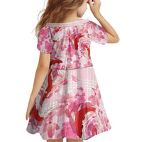 Pink Palaka Hawaii Aloha Kid Short Sleeve Dress Koi Pond Mix Sakura - Polynesian Pride