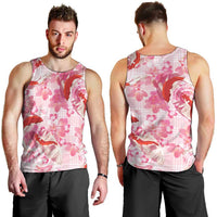 Pink Palaka Hawaii Aloha Men Tank Top Koi Pond Mix Sakura - Polynesian Pride