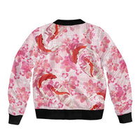 Pink Palaka Hawaii Aloha Sleeve Zip Bomber Jacket Koi Pond Mix Sakura - Polynesian Pride
