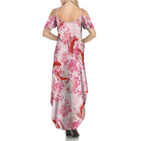 Pink Palaka Hawaii Aloha Summer Maxi Dress Koi Pond Mix Sakura - Polynesian Pride