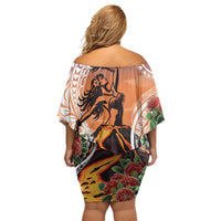 Hawaii Women's Day Tribal Family Matching Off Shoulder Short Dress and Hawaiian Shirt Pele Honua Mea LT7 - Polynesian Pride