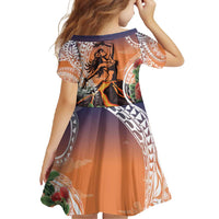 Hawaii Women's Day Tribal Family Matching Short Sleeve Bodycon Dress and Hawaiian Shirt Pele Honua Mea