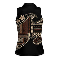 Samoa Siapo Mamanu Women Sleeveless Polo Shirt Waves Motifs
