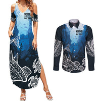 World Ocean Day Pasifika Couples Matching Summer Maxi Dress and Long Sleeve Button Shirt Awaken New Depths