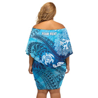 Hawaii World Ocean Day Family Matching Off Shoulder Short Dress and Hawaiian Shirt Kakau Turtles LT7 - Polynesian Pride