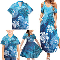 Hawaii World Ocean Day Family Matching Summer Maxi Dress and Hawaiian Shirt Kakau Turtles LT7 - Polynesian Pride